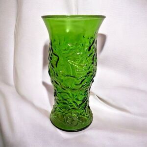 Vintage E.O. Brody Co. Emerald Green Crinkle Glass Vase – Made in USA